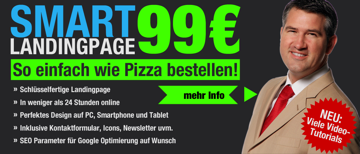 Jetzt Smart Landingpage für nur 99,-Euro bestellen!