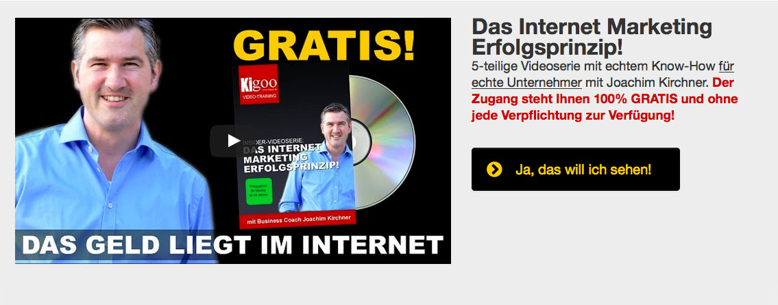 Das Internet Marketing Erfolgsprinzip - 5 Videos mit Joachim Kirchner